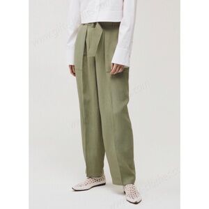 Aritzia Wilfred Le Fou Leonce Belted Pants High rise waist tapered pleated green